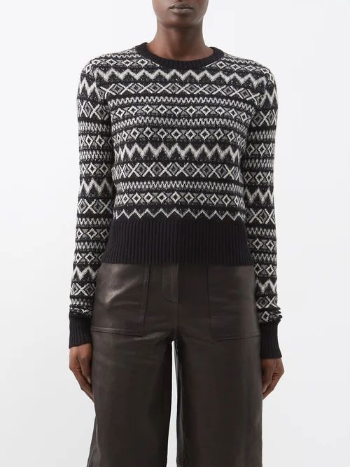 Aroon Fair Isle Cashmere Sweater - Womens - Black Multi
