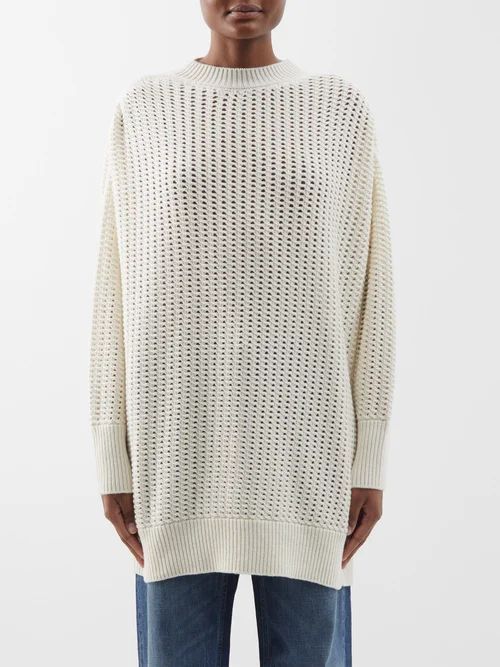 Open-knit Cashmere Sweater - Womens - Ivory