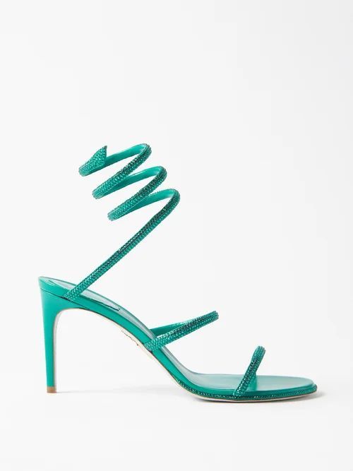 Cleo 80 Crystal-studded Satin Sandals - Womens - Emerald