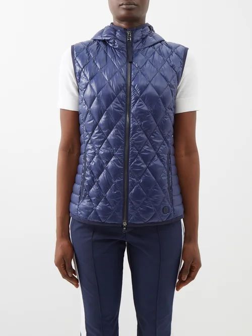 Pippa Diamond-quilted Down Hooded Gilet - Womens - Navy