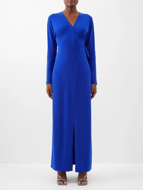 Dolman Sleeve Stretch-jersey Gown - Womens - Cobalt Blue