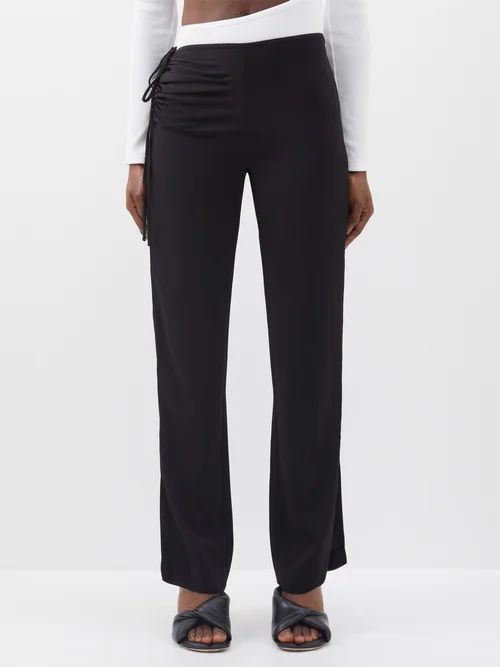 Bertoia Ruched Jersey Trousers - Womens - Black