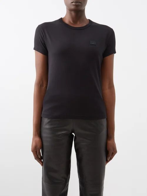 Face-logo Cotton-jersey T-shirt - Womens - Black