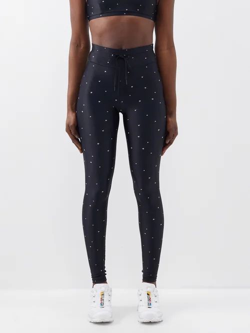 Galaxy Recycled-fibre Yoga Leggings - Womens - Black White
