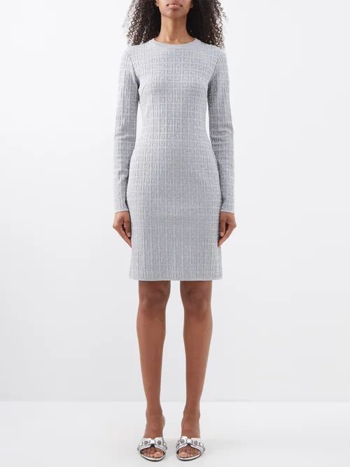 4g-jacquard Knit Mini Dress - Womens - Silver
