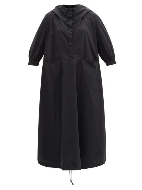 The Forager Hooded Cotton-poplin Dress - Womens - Black