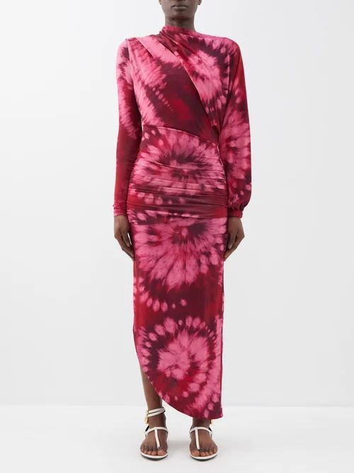 Sunny Disposition Detachable-sleeve Tie-dye Dress - Womens - Pink Multi