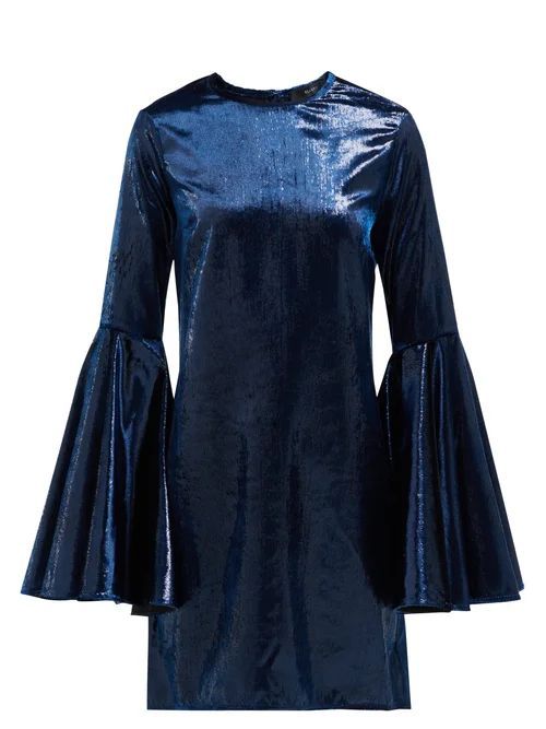 Dogma Flared-sleeve Mini Dress - Womens - Navy