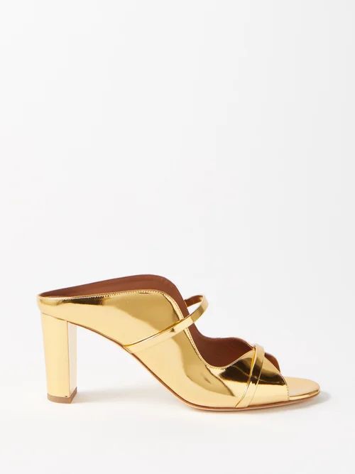 Norah 70 Metallic-leather Mules - Womens - Gold