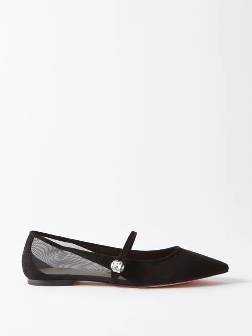 Babies Suede And Mesh Point-toe Flats - Womens - Black