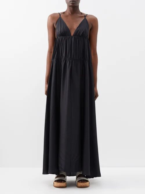 Darnley Ruched Silk Dress - Womens - Black