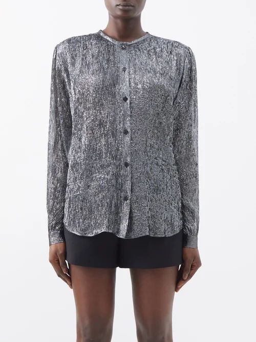 Over The Rainbow Silk-blend Blouse - Womens - Black Silver