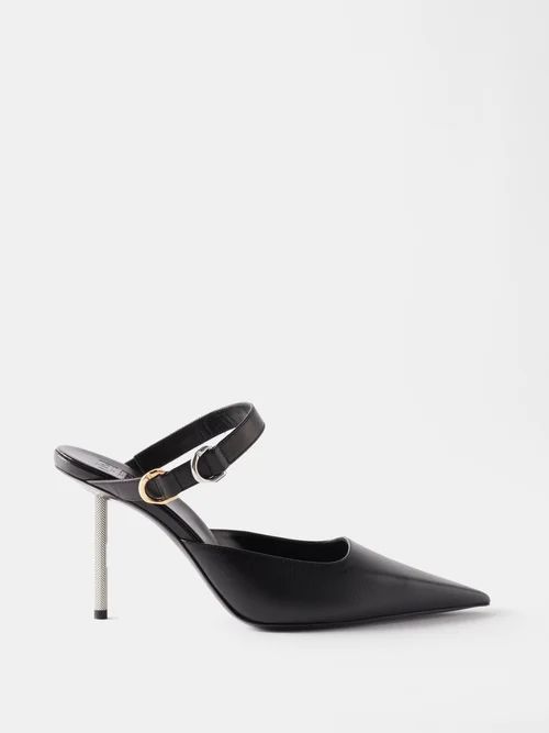 Voyou 90 Leather Mules - Womens - Black