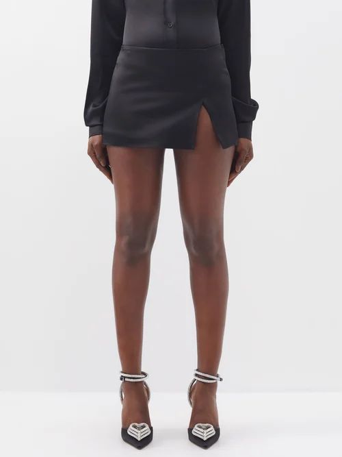 Minerva Satin Mini Skirt - Womens - Black