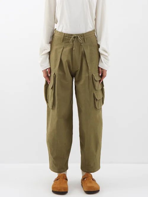 Forager Organic-cotton Cargo Trousers - Womens - Khaki