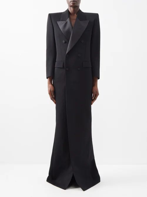 Grain De Poudre Wool Tuxedo Dress - Womens - Black
