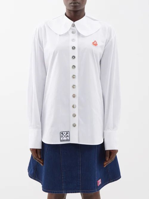 Banya Deconstructed-collar Organic-cotton Shirt - Womens - White