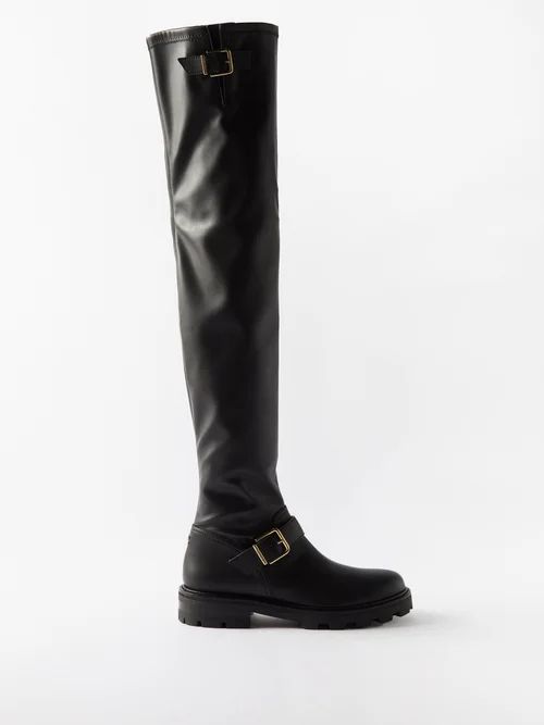 Biker 11 Over-the-knee Leather Boots - Womens - Black