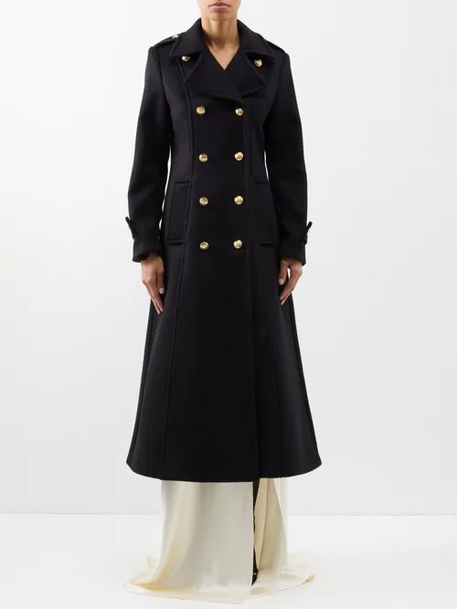 Gaston Long Double-breasted Wool Coat - Womens - Black