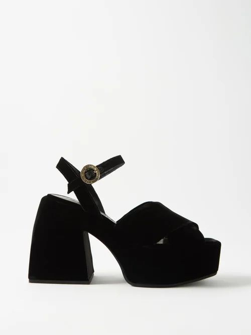 Bulla Joni Velvet Platform Sandals - Womens - Black