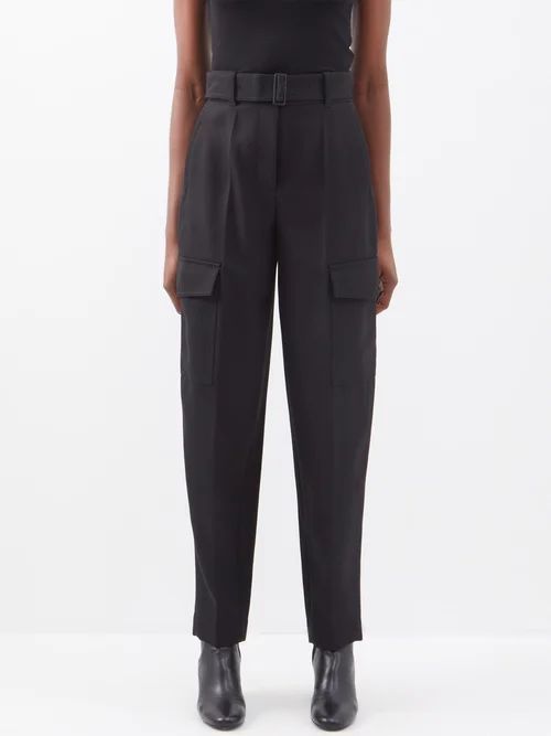 Devonport Flap-pockets Wool-blend Twill Trousers - Womens - Black