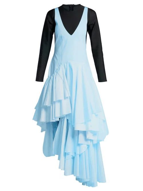 X Swarovski Upcycled Woven Midi Dress - Womens - Blue