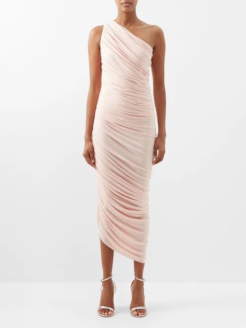 Diana One-shoulder Jersey Dress - Womens - Light Pink