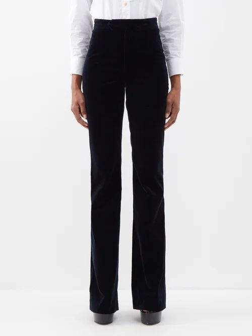 The Bellringer High-rise Cotton Suit Trousers - Womens - Navy