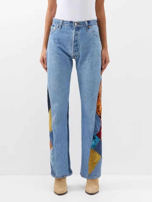 X Levi's 70s Patchwork Wide-leg Jeans - Womens - Blue Multi