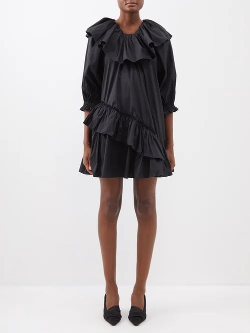 Florentine Ruffled Mini Dress - Womens - Black