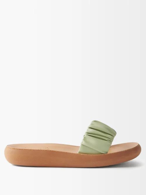 Scrunchie Taygete Leather Sandals - Womens - Green