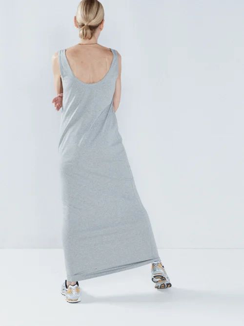 Relaxed-fit Organic-cotton Jersey Tank Dress - Womens - Grey Marl