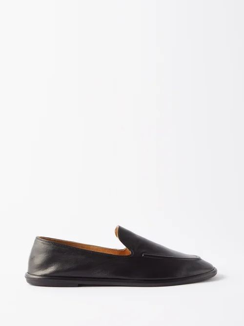 Canal Grained-leather Loafers - Womens - Black