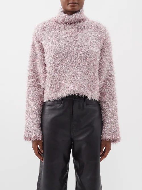 Fluffy Cropped Wool-blend Jumper - Womens - Light Pink