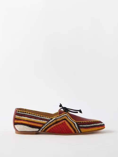Hays Leather-trimmed Woven Loafers - Womens - Multi