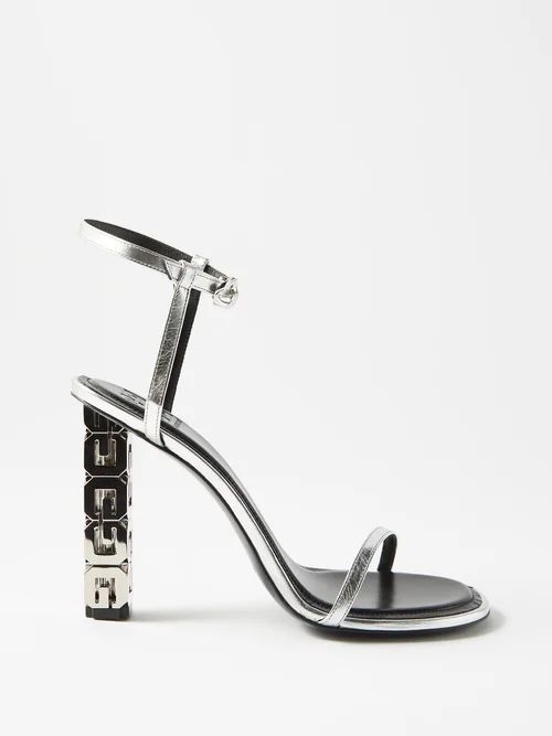 G Cube 105 Crystal-strap Leather Sandals - Womens - Silver