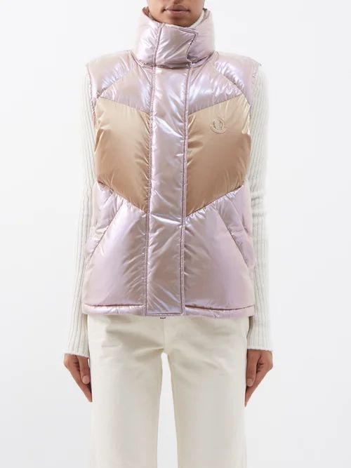 Faucille Iridescent Quilted Down Gilet - Womens - Pink Gold