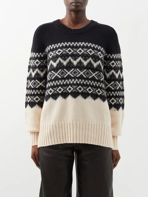 Mae Fair Isle Cashmere Sweater - Womens - Black Multi