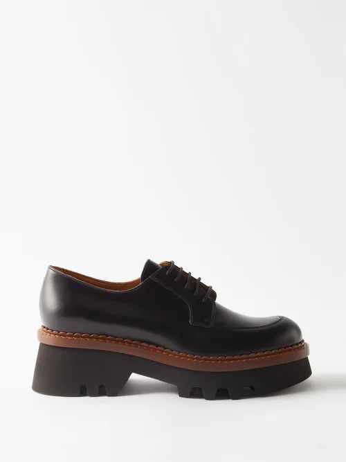 Owena 25 Chunky Leather Derby Shoes - Womens - Black