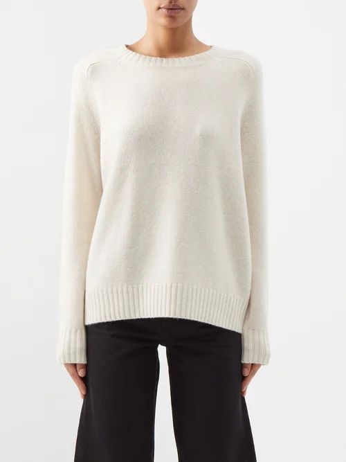 Raglan-sleeve Cashmere Sweater - Womens - Beige