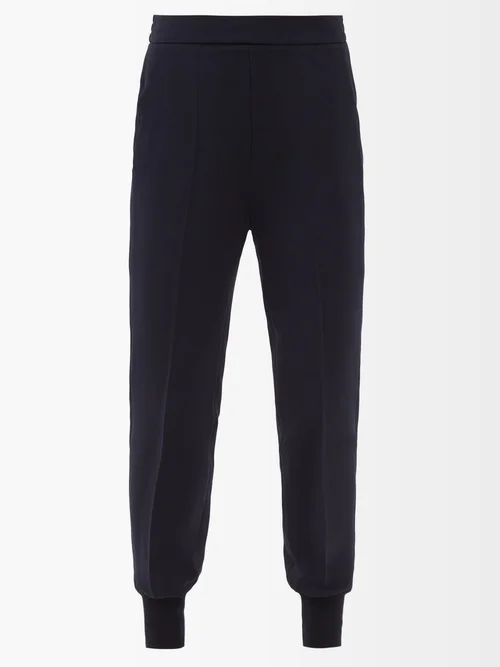 Julia Pleated Crepe Trousers - Womens - Navy