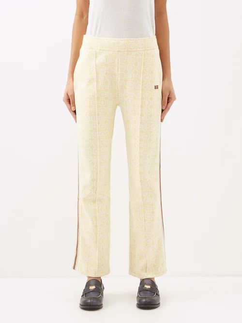 Shine Organic-cotton Jacquard Track Pants - Womens - Pale Yellow