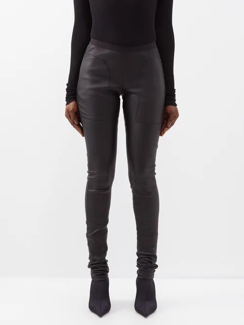 High-rise Panelled-leather Leggings - Womens - Black