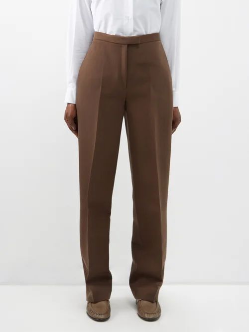 Elia Pleated Wool-blend Trousers - Womens - Taupe