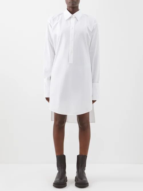 Oversized Cotton-poplin Shirt Dress - Womens - White