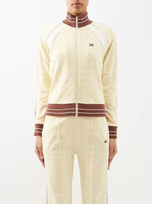 Shine Organic-cotton Jacquard Track Jacket - Womens - Pale Yellow