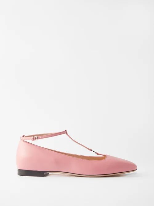 GG-monogram Leather Ballet Flats - Womens - Pink
