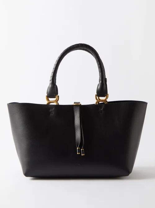 Marcie Medium Leather Tote Bag - Womens - Black