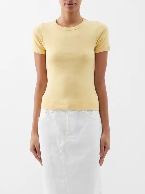 Car Organic-cotton T-shirt - Womens - Light Yellow