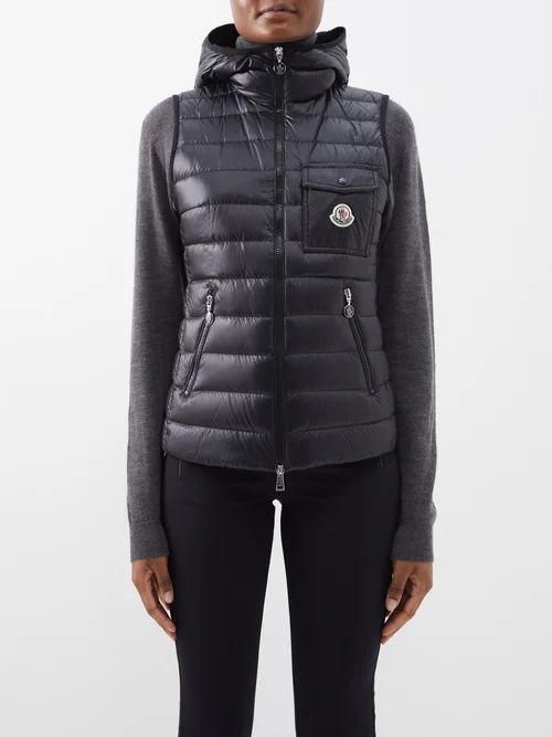 Glyco Quilted Down Hooded Gilet - Womens - Black